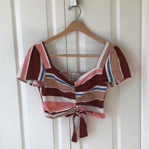Linen Crop-Top with Tie Detail